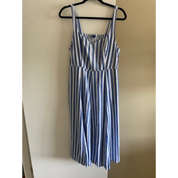 NWT Old Navy Fit & Flare Sleeveless Midi Dress Blue White Stripe Size Large - Picture 10 of 10